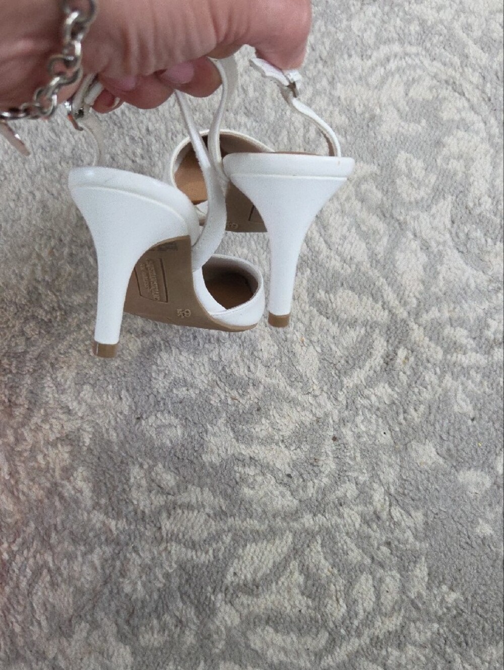 Christian Siriano White Pointed Slingback Pumps with Ankle Strap (Sleek Finish) - Picture 3 of 5